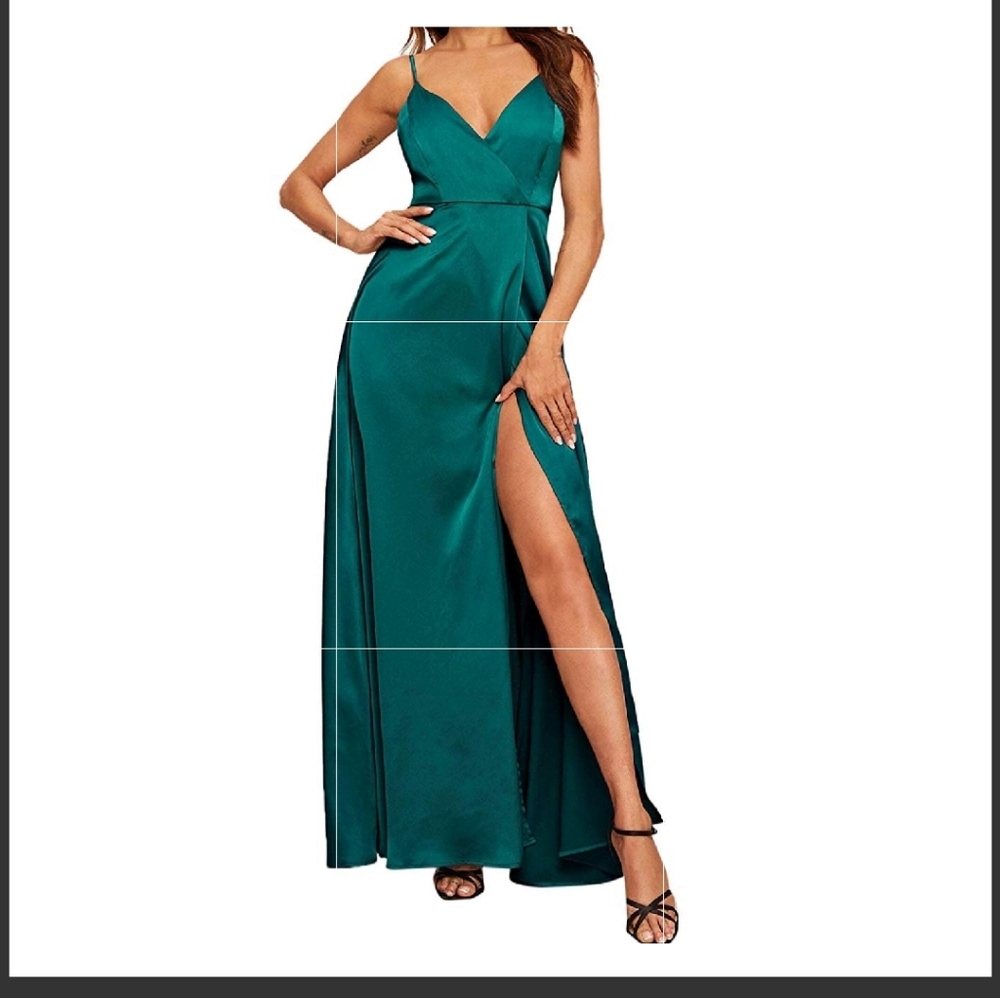 Long emerald green gown